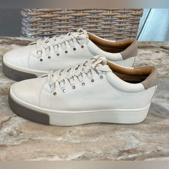 Women’s JOIE Handan white leather platform sneakers- Size 39 - Picture 3 of 12
